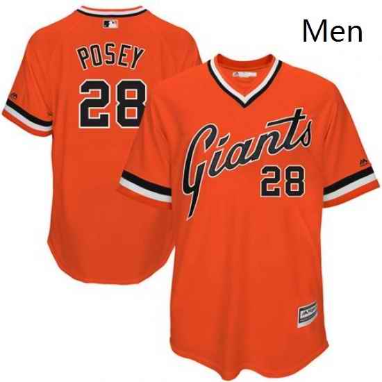 Mens Majestic San Francisco Giants 28 Buster Posey Authentic Orange 1978 Turn Back The Clock MLB Jersey